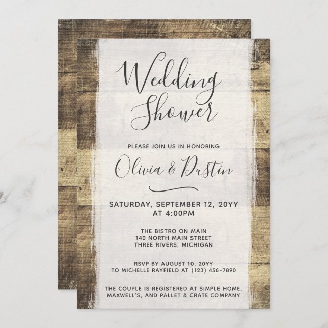 Rustic Wood Vintage Barn Wedding Shower Invitation (Front/Back)