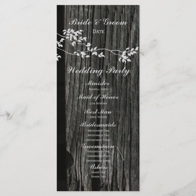 Rustic Wood Vintage Birds Wedding Program Programme (Front)
