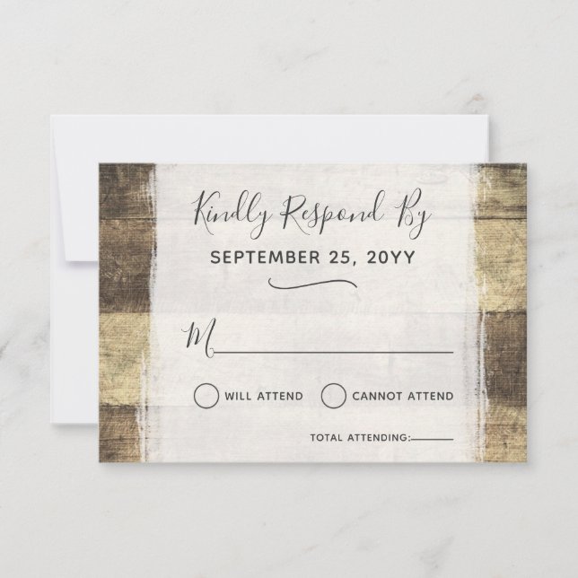 Rustic Wood Vintage Country Farm Barn Wedding RSVP (Front)