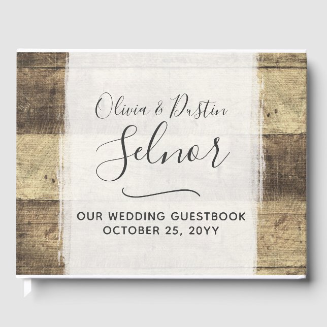 Rustic Wood Vintage Country Farmhouse Wedding Guest Book (Front)
