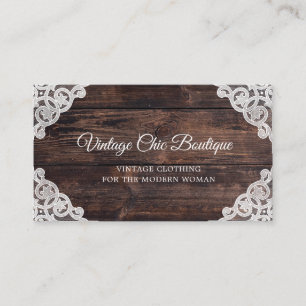 Rustic Wood Vintage Lace Country Boutique Business Card