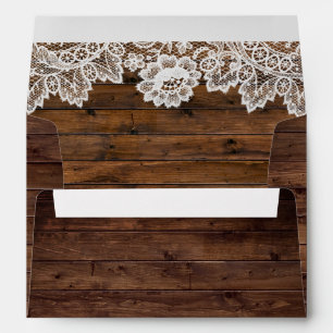 Rustic Wood Vintage Lace Envelope