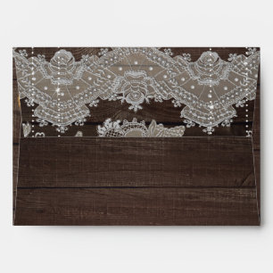 Rustic Wood & Vintage Lace & Lights Elegant Envelopes