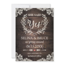 Rustic Wood Vintage Lace Save the Date Card