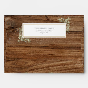Rustic Wood Watercolor Greenery Return Address Envelope