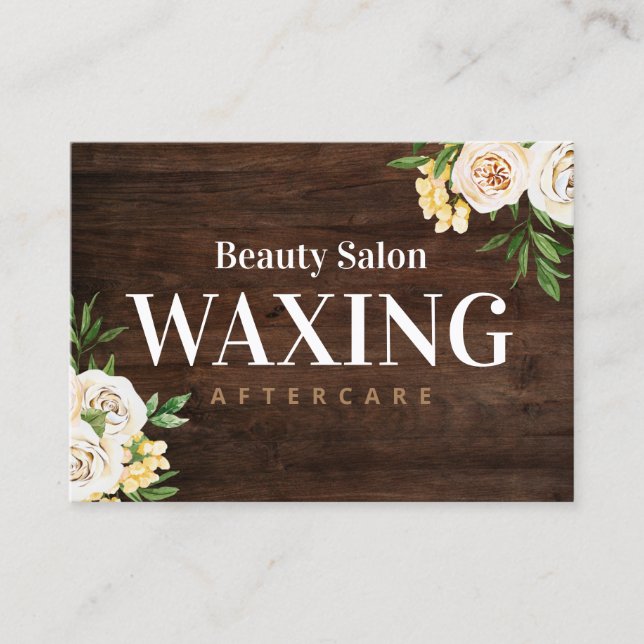 Rustic Wood Waxing Aftercare Card (Front)