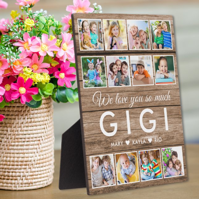 Rustic Wood  We Love You Gigi 12 Photo Collage Plaque (Rustic Wood We Love You Gigi 12 Photo Collage Plaque
)