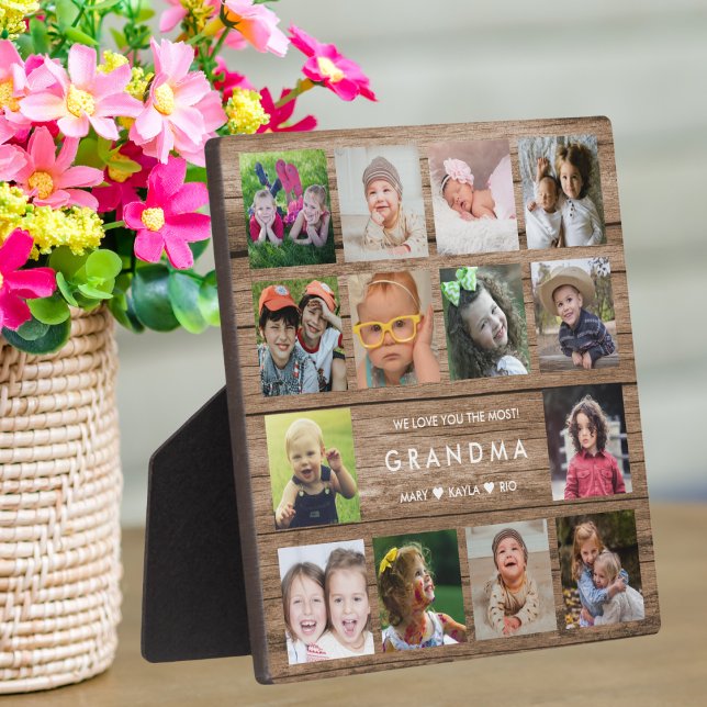 Rustic Wood We Love You Grandma 14 Photo Collage Plaque (Rustic Wood We Love You Grandma 14 Photo Collage Plaque-
Grandma gift idea)