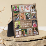 Rustic Wood We Love You Grandpa 14 Photo Collage Plaque<br><div class="desc">Create your own photo collage plaque with 14 of your favorite pictures on a wood texture background for an unique keepsake gift for grandpa. Personalize with grandchildren names and we love you the most Grandpa message. Can  gift it for  occasions like birthday, fathers day,  grandparents day, Christmas, etc</div>