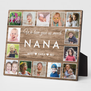 Rustic Wood  We Love You Nana 14 Photo Collage Plaque