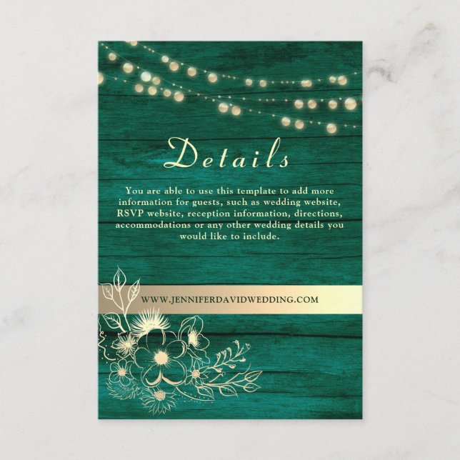 Rustic Wood Wedding Details Website Enclosure Card (Front)