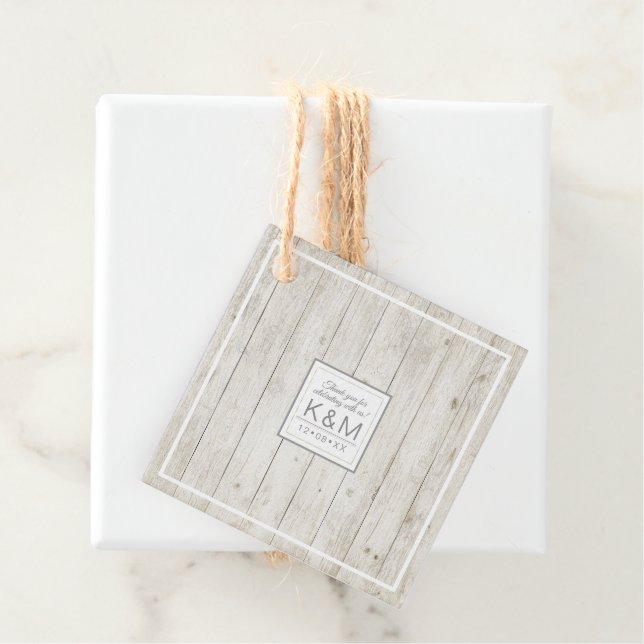 Rustic Wood Wedding ID515 Favour Tags (In Situ)