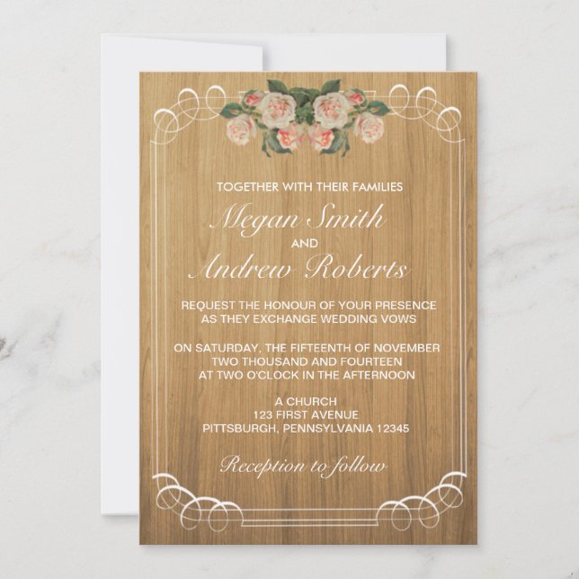 Rustic Wood Wedding Invitation (Front)