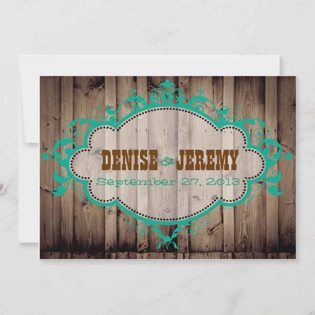 Rustic Wood Wedding Invitation (Front)