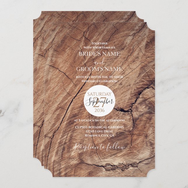 Rustic Wood Wedding Invitations (Front/Back)