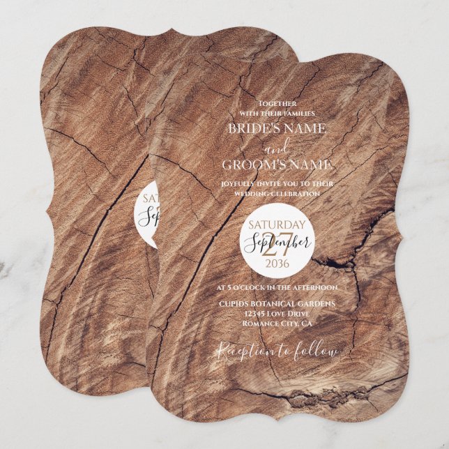 Rustic Wood Wedding Invitations (Front/Back)