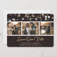 Rustic Wood Wedding Photo Save Our Date Card