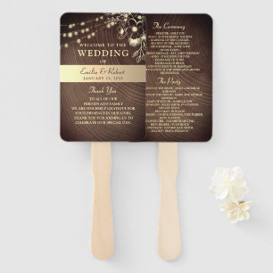 Rustic Wood Wedding Program Hand Fan