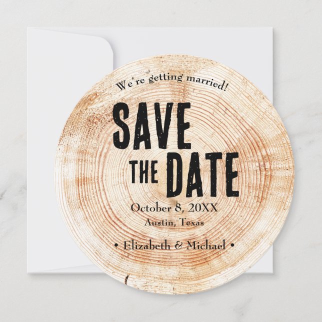 Rustic Wood Wedding QR code website Save the date  Invitation (Front)