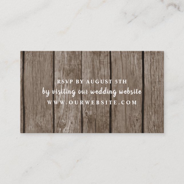Rustic Wood wedding rsvp website card (Front)