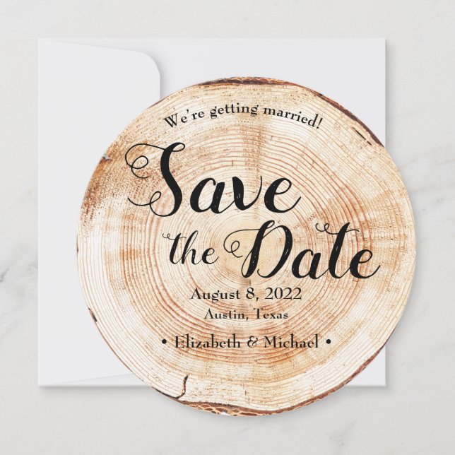 Rustic Wood Wedding Save the date Custom Photo Invitation (Front)