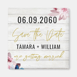 Rustic Wood Wedding Save The Date Non Photo Magnet