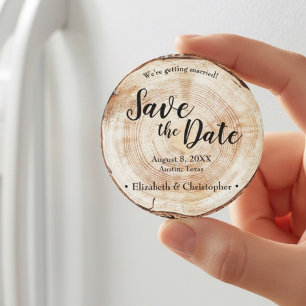 Rustic wood Wedding Save the date Personalised Magnet