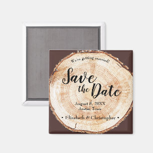 Rustic wood Wedding Save the date Personalised Magnet