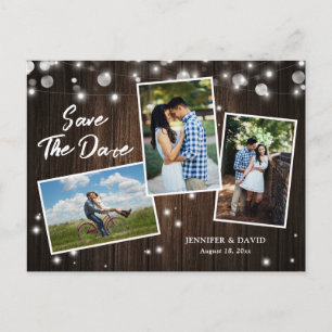 Rustic Wood Wedding Save The Date Photo Postcards