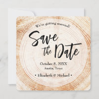 Rustic Wood Wedding Save the date with website Inv