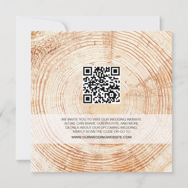 Rustic Wood Wedding Save the date with website Inv Invitation (Back)
