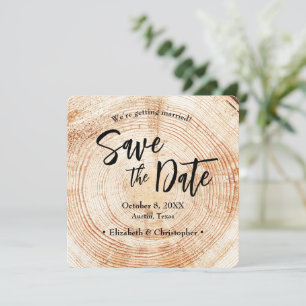 Rustic Wood Wedding Save the date with website  Invitation