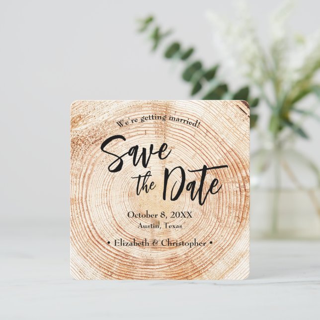 Rustic Wood Wedding Save the date with website  Invitation (Standing Front)