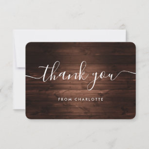 Rustic Wood Wedding Shower Birthday Thank You Card