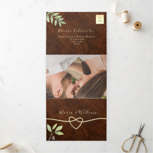 Rustic Wood Wedding Tri-Fold Invitation