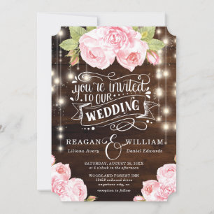 Rustic Wood Wedding Vintage Typography Invitation