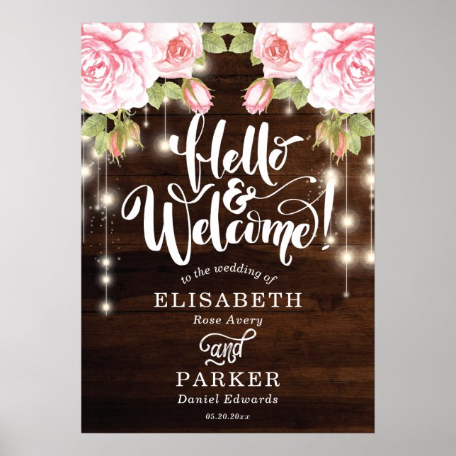 Rustic Wood Wedding Welcome Sign (Front)