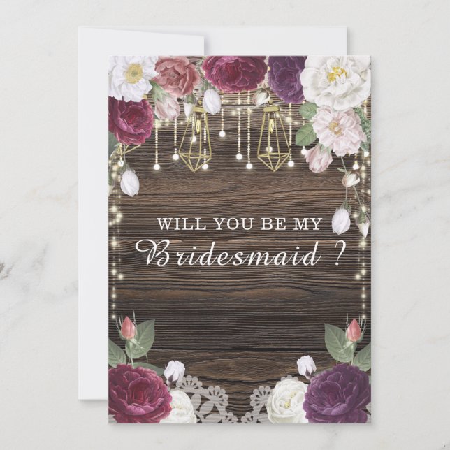 Rustic wood Wedding Will You Be My Bridesmaid Invitation (Front)