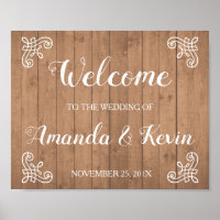 Rustic wood welcome wedding sign