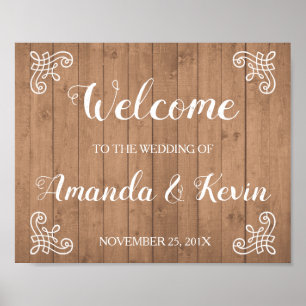 Rustic wood welcome wedding sign