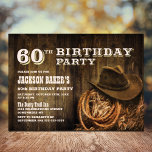 Rustic Wood Western 60th Birthday Party Invitation<br><div class="desc">Invite your friends and loved ones to your 60th birthday party with this rustic wood western invitation.</div>