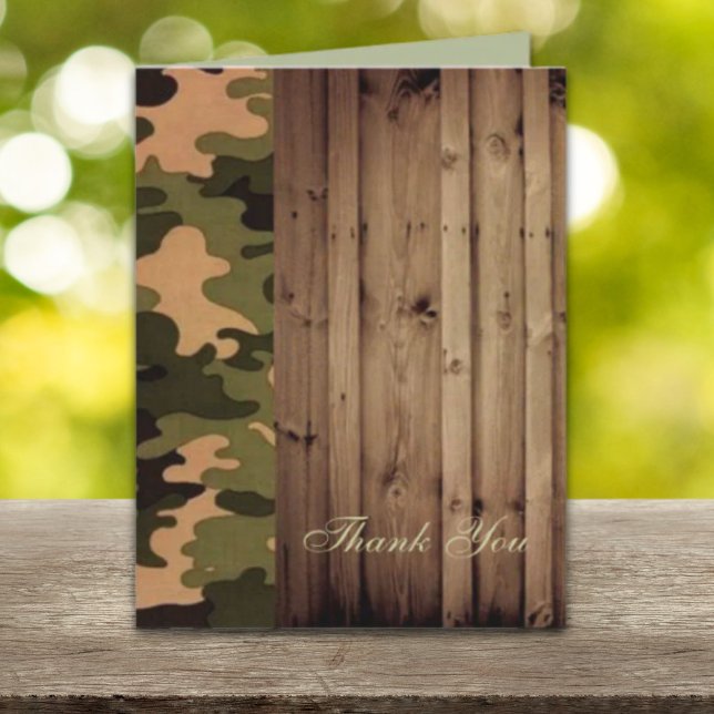 rustic wood western Camo Wedding thank you (rustic wood western Camo Wedding thank you)