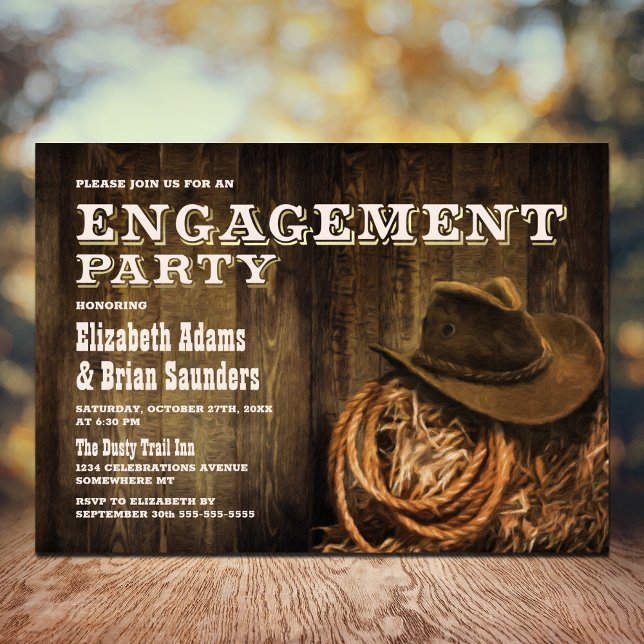 Rustic Wood Western Engagement Party Invitation (Creator Uploaded)