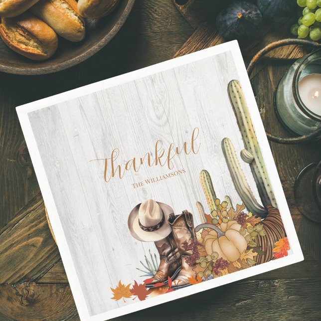 Rustic Wood Western Themed Thanksgiving Dinner Napkin (Creator Uploaded)