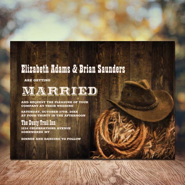 Rustic Wood Western Wedding Invitation (Creator Uploaded)