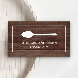 Rustic Wood White Kitchen Spoon Personal Chef Business Card