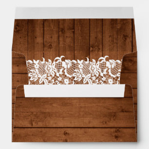 Rustic Wood & White Lace Custom Envelope