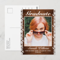 Rustic Wood & White Lace Graduation Announcement