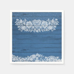Rustic Wood & White Lace Lacy Farmhouse Chic Party Napkin