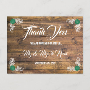 Rustic Wood & Wildflower Wedding Postcard
